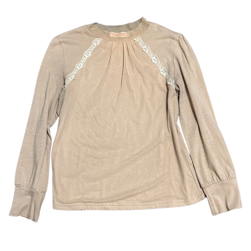 Allegra K Long Sleeve Shirt Beige